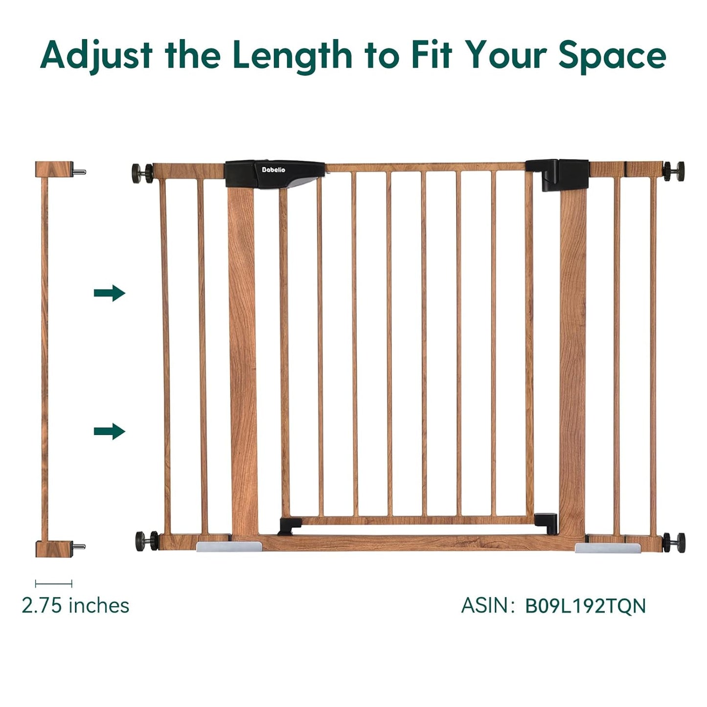 BABELIO Baby Metal Gate Extension with Wood Pattern, 5.5'' Extra Wide Pet Gate for Stairs & Doorways, Pressure Mounted Baby Gate Dog Gate, No Tools Required, 30'' Tall