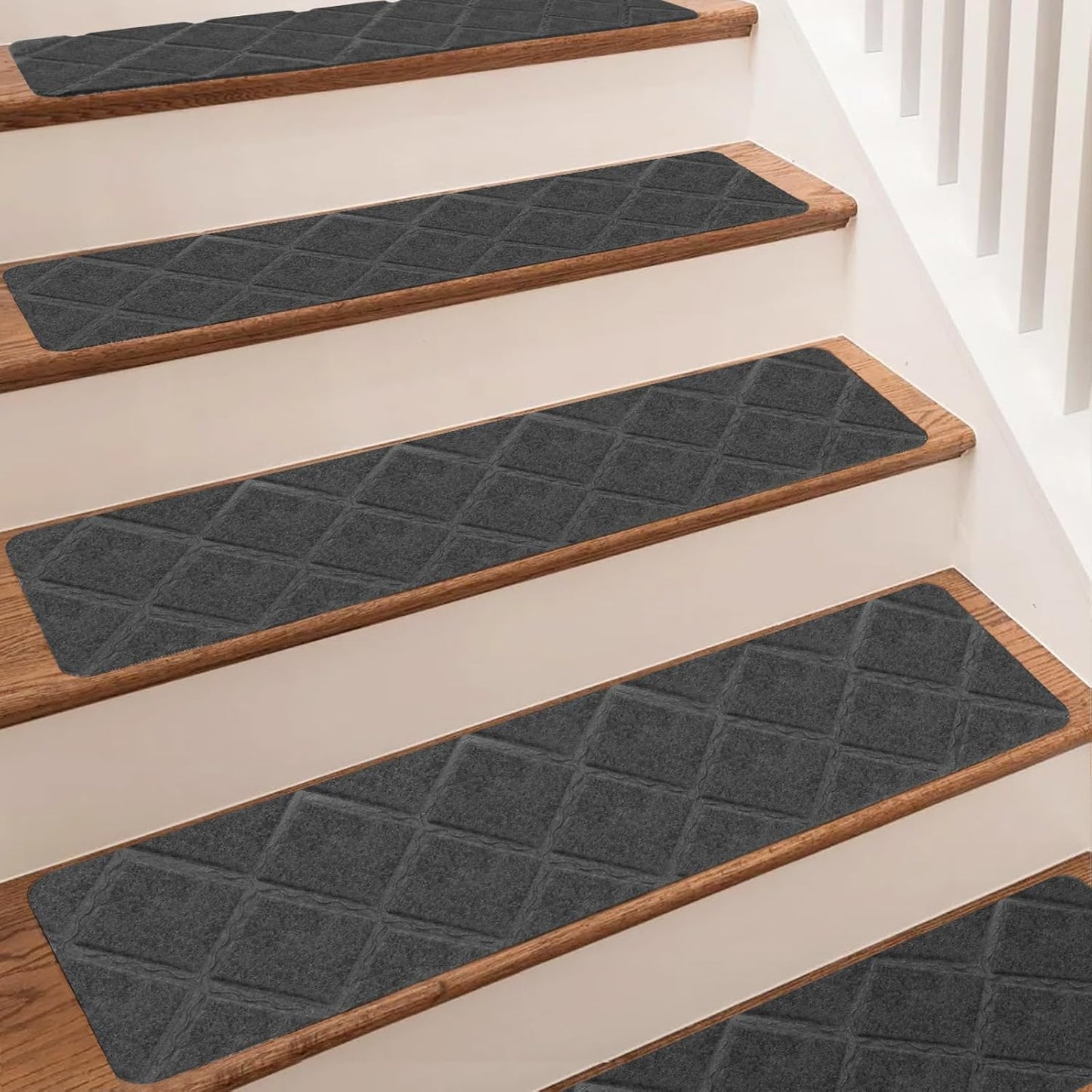 Stair Treads for Wooden Steps, 8" x 30" Non Slip Stair Runner, Peel and Stick Carpet Stair Treads with Reusable Adhesive, Indoor Stair Rugs Covers Mats Pads for Kids Elders Dogs, Brown 15Pcs