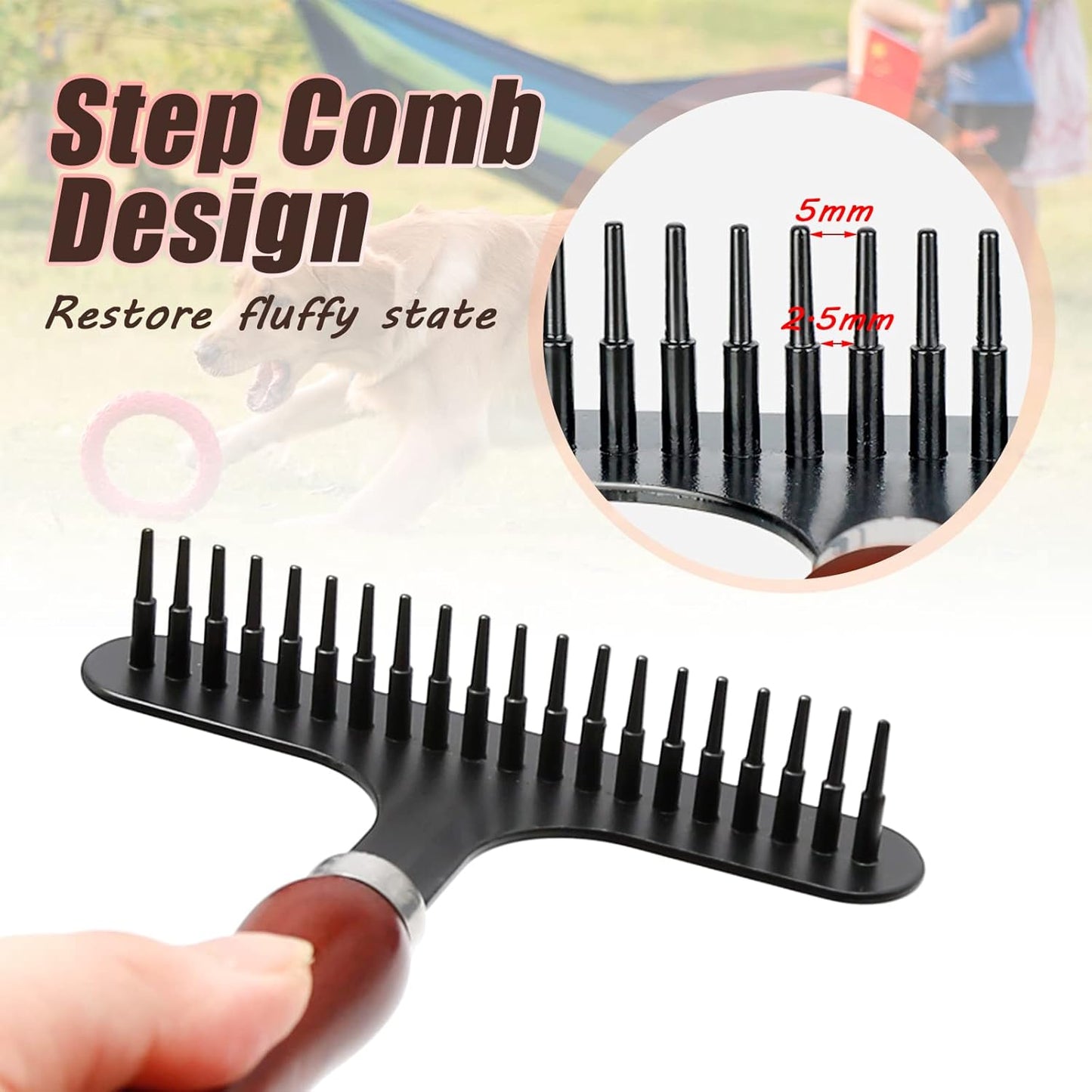MDEOOSKY 2-in-1 Pet Grooming Tool and Carpet Rake, Handheld Rug Groomer for Matted & Dog Cat Hair Cleaner for Short Pile Rugs, Easy Clean (Black)