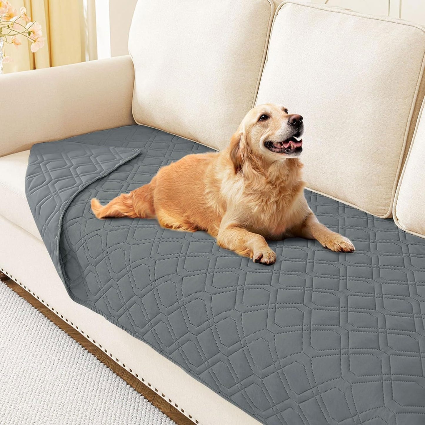 hyha Waterproof Dog Bed Blanket, Soft Pet Blankets, Waterproof Couch Cover for Dogs, Reversible Sofa Covers Washable for Furniture (30x70 Inch, Grey/Dark Grey)