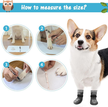 SCENEREAL 6Pcs Anti Slip Dog Socks to Prevent Licking Paws for Hot/Cold Pavement, Dog Grippy Socks for Hardwood Floors, Dog Shoes for Boots & Paw Protectors for Puppy Small Medium Large Senior Dogs
