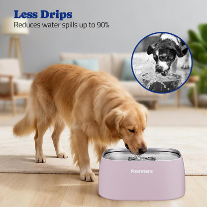 Pawtners All Stainless Steel Dog Water Bowl No Spill,135oz Anti-Splash Dog Bowl with Non-Slip Base, Spill Proof for Medium Large Messy Drinkers, Slow Drinking, Slobber Stopper,Easy to Clean