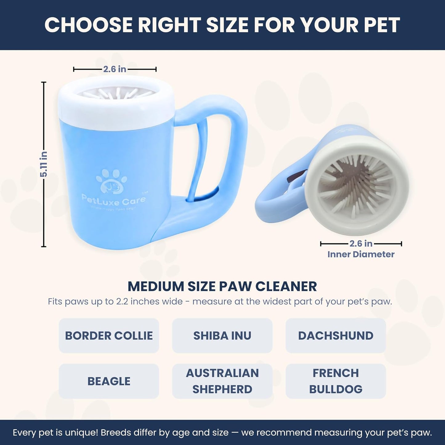 Dog Paw Washer Kit - Includes Paw Cleaner Cup, Towel, Pet Bath Brush & Moisturizing Balm - Dog Foot Washer for Muddy Paws, ideal for Small & Medium Dogs (Blue, Small)