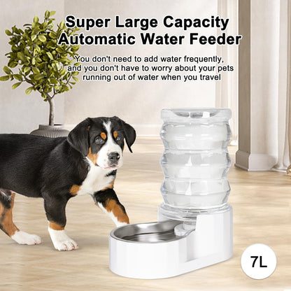 RIZZARI 8L Elevated Pet Water Dispenser – Stainless Steel Gravity Waterer with Auto-Refill Design for Medium and Large Dogs & Senior Pets -Comfortable Drinking Height for Living Rooms,Multi-Pet Homes