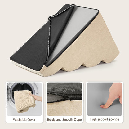 Aodisman Dog Ramp and Stairs for Small Dogs & Cats,3-Step Pet Stairs for Couch Sofa and Chair,Indoor Anti-Slip Dog Stairs for Old Cats and Puppy,Beige