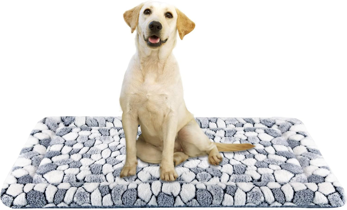 VANKEAN Dog Crate Pad Bed Mat Reversible (Warm & Cool), Soft Pet Sleeping Mat Dog Bed for Crate Suitable for Small to XX-Large Dogs and Cats, Machine Washable Crate Beds, Grey Stone Pattern