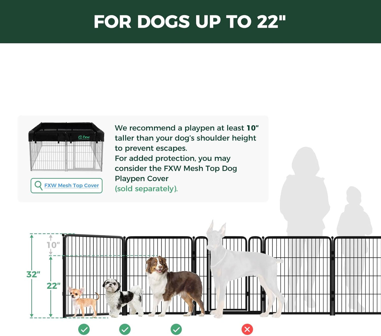 FXW Homeplus Unleashed Indoor Dog Playpen - Stress-Free and Safe Play, Heavy Duty 24 Inch 6 Panels Dog Pen for Puppy and Small Dogs, Black│Patented