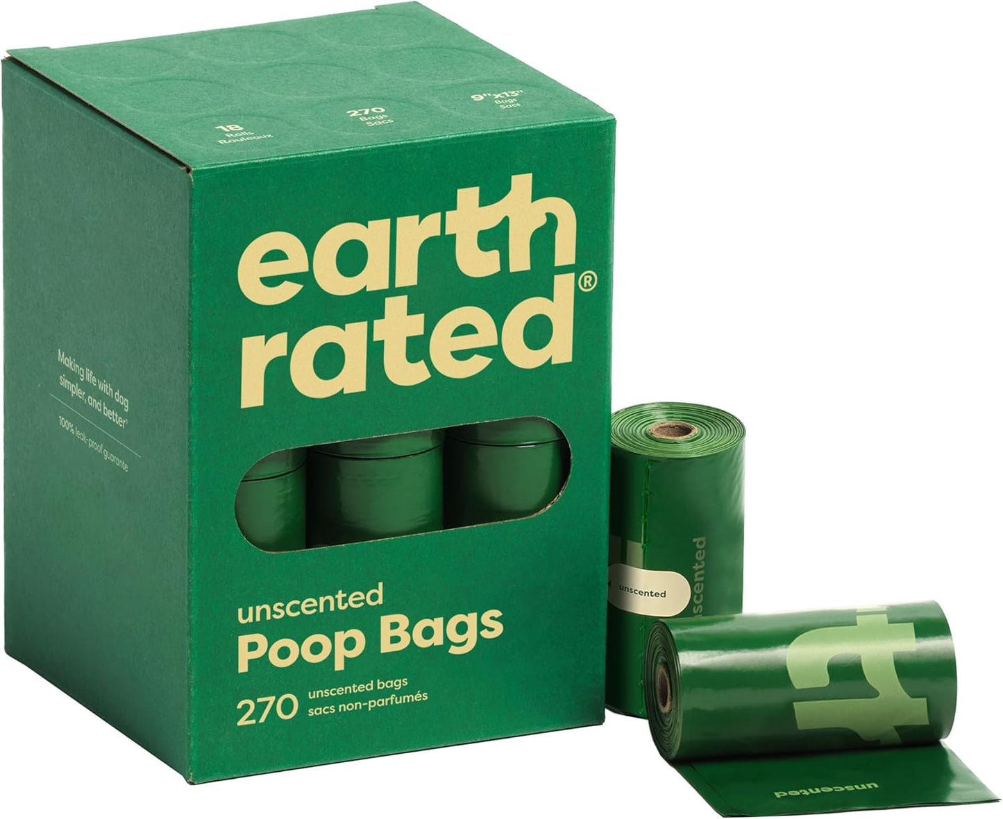 Earth Rated Dog Poop Bags Value Pack, Leak-Proof and Extra-Thick Pet Waste Bag for Big and Small Dogs, Refill Rolls, Unscented, 600 Count