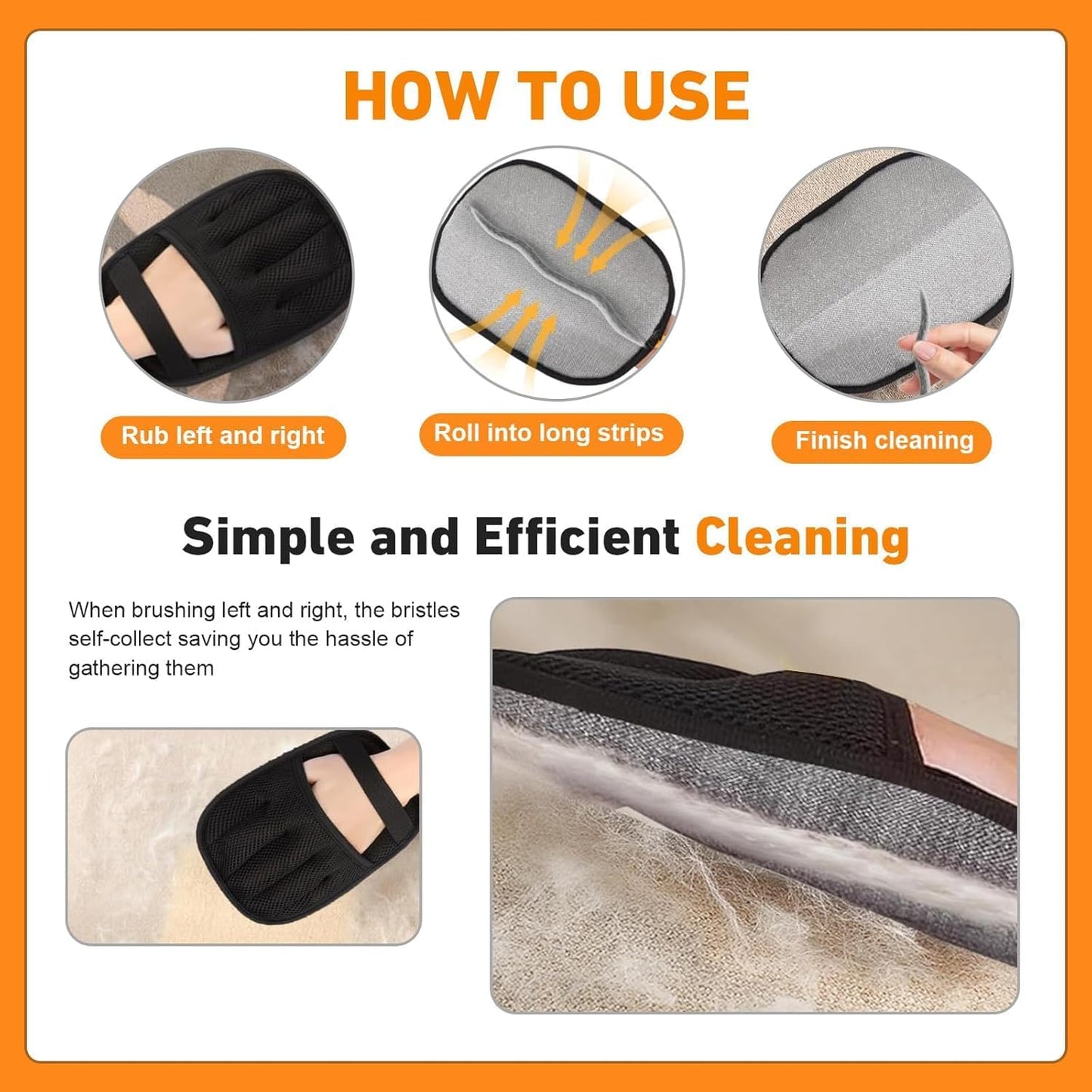 Pet Hair Removal Glove, Pet Hair Remover Gloves for Cats & Dogs Hair Remover, Magic Brush Pet Hair Removal Tool for Furniture, Couch, Car Seats, Clothing(1Pcs)