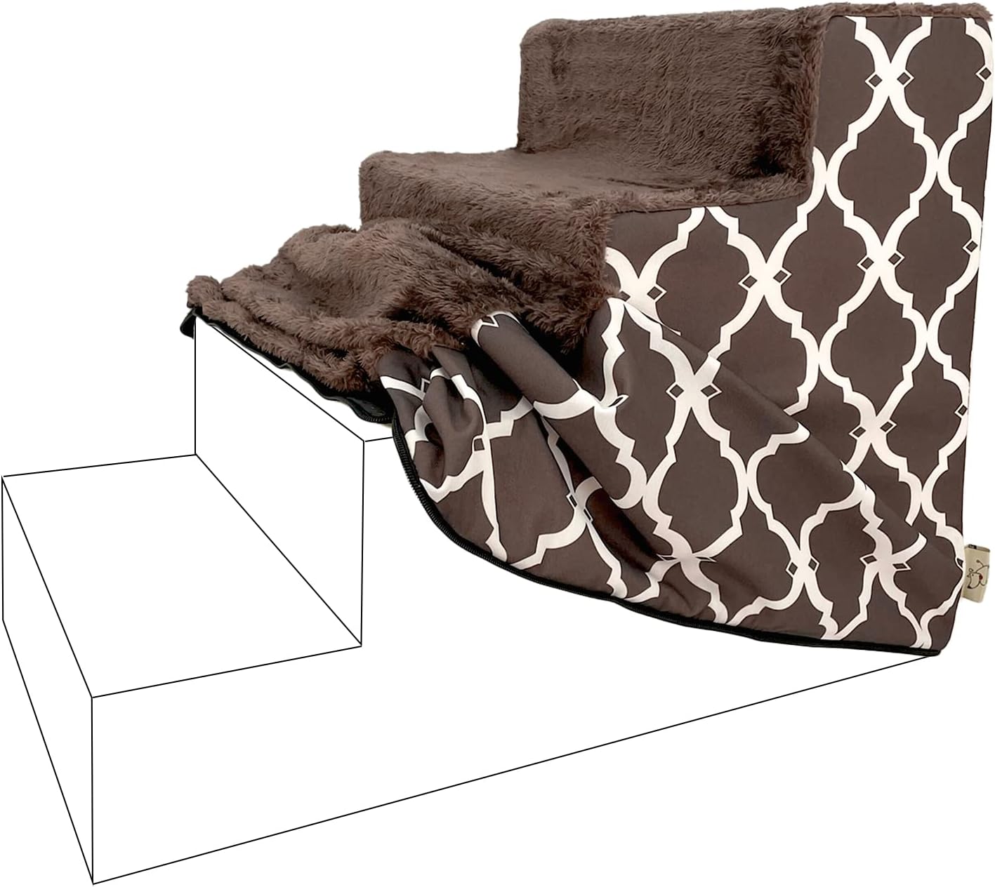 Best Pet Supplies Foam Pet Steps Cover for Small Dogs and Cats, Portable Ramp Stairs for Couch, Sofa, and High Bed Climbing (Cover Only) - Ash Gray Linen, 3-Step (Cover Only)