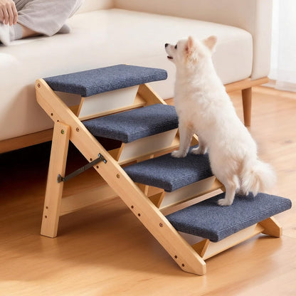 VEVOR Wood Pet Stairs, 2-Step Dog Stairs for Beds, Sofa & Cars, 110lbs Load Capacity, Floded Flat Design, Stable & Sturdy Cat & Dog Step Ladder for Small Medium Large Older Pet Puppy Essentials