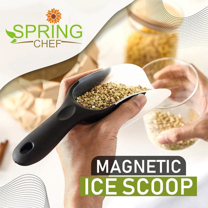 Spring Chef Dog Food Scoop, Contoured Translucent Flexi-Plastic Pet Food Scooper with Soft Grip Handle, Kitchen Magnetic Ice Scoop for Freezer, Ice Machine, Popcorn, Flour, Coffee Bean - Mint