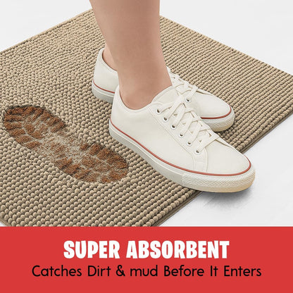 MudGuard Mat™ Dog Door Mat for Muddy Paws, Super Absorbent Microfiber, Non-Slip Indoor Mat, Quick Dry Chenille Mud Mat for Dogs & Entryway, Washable, Grey 19" x 30"