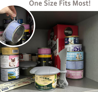 Pet Can Opener & 3 Pcs Cat Food Can Lids | Universal BPA Free Silicone Covers & Multi-Function Wet Food Spoon for Cat and Dog Food(Dark Blue)