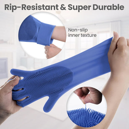 DELOMO Pet Grooming Gloves 1 Pair: Soft and Gentle Silicone Dog Washing Gloves - Bathing Scrubber Brush Mitt Grooming Shedding Fur Removal Massage for Dogs/Cats/Horse, Purple