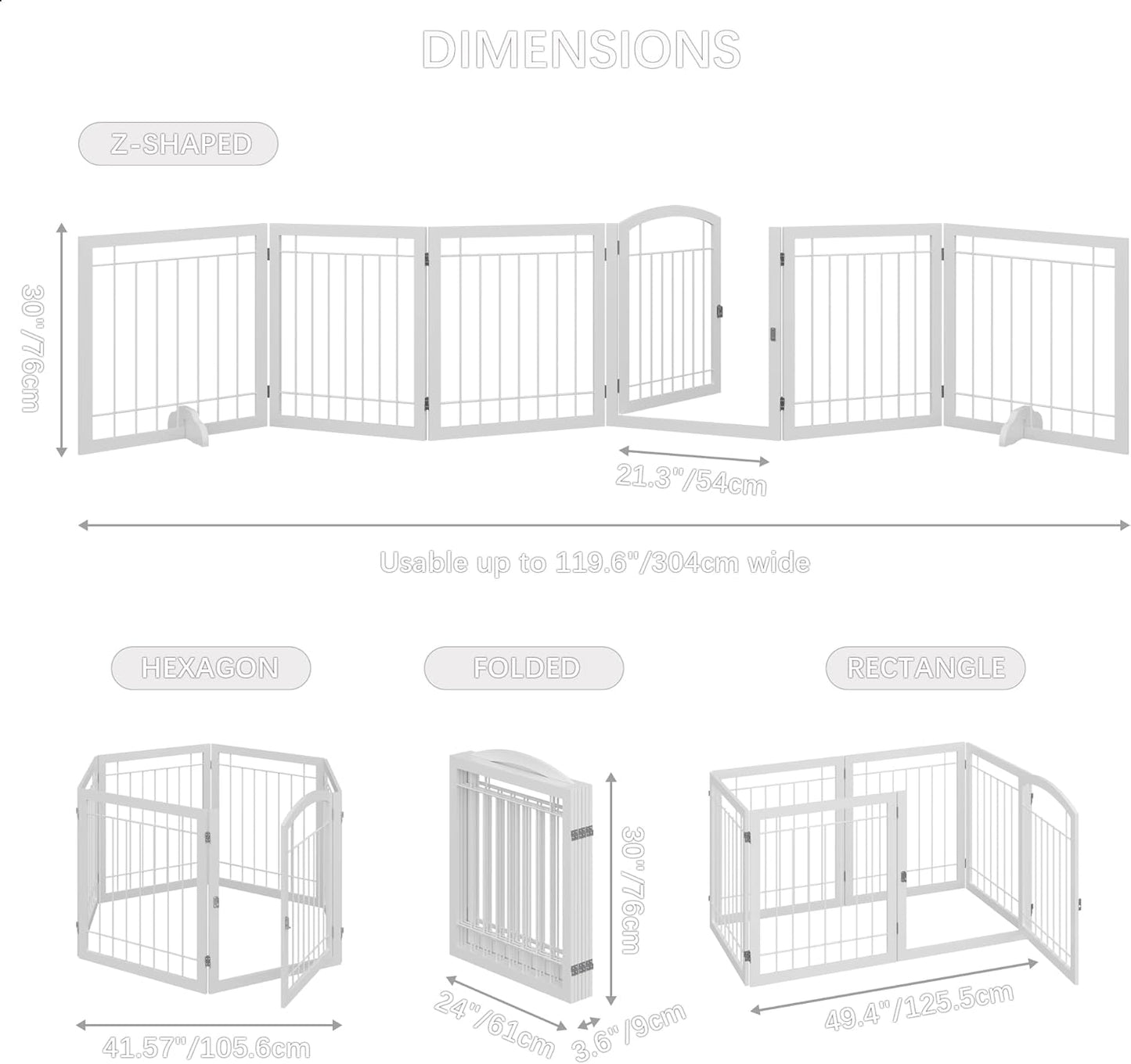 JSB 72-inch Extra Wide 28-inch Tall Dog gate, Freestanding Pet Gate for Halls, Stairs & Home, Pet Puppy Safety Dog Fence with 2PCS Support Feet (Black)