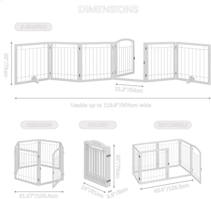 JSB 72-inch Extra Wide 28-inch Tall Dog gate, Freestanding Pet Gate for Halls, Stairs & Home, Pet Puppy Safety Dog Fence with 2PCS Support Feet (Black)