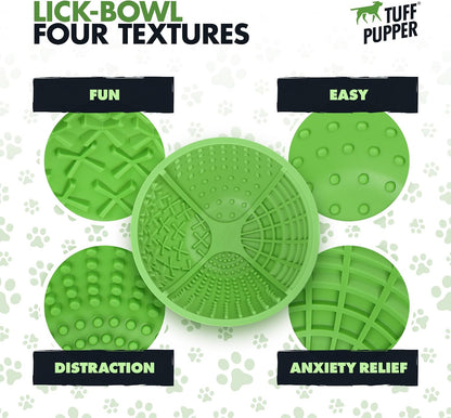 Tuff Pupper XL Dog Lick Bowl | Thick Silicone Lick Mat | Long Lasting 4 Texture | Large Slow Feeder Bowl | Calms Anxiety & Boredom | Stable & Wobble Mode | Easy Clean Dishwasher Safe | NOT for Chewing