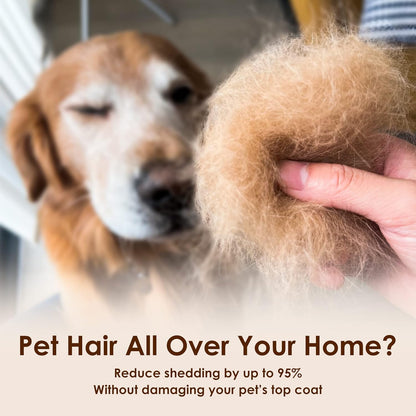 Professional Deshedding Dog Brush Grooming Kits, for Long-Haired Dogs and Cats - Dog Deshedding Brush and Slicker Brush Set 3 in 1 Gift Box for Long Hair Pets like Golden Retriever