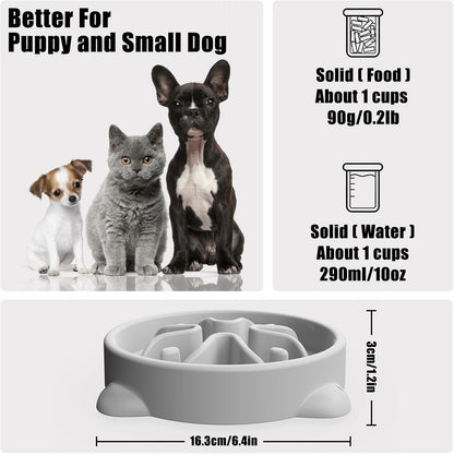 Slow Feeder Dog Bowls Small Breed, Dog Food Bowl Small Anti-Choking Bloat Stop Puzzle Healthy Eating Bowl (Blue, 1 Cup)