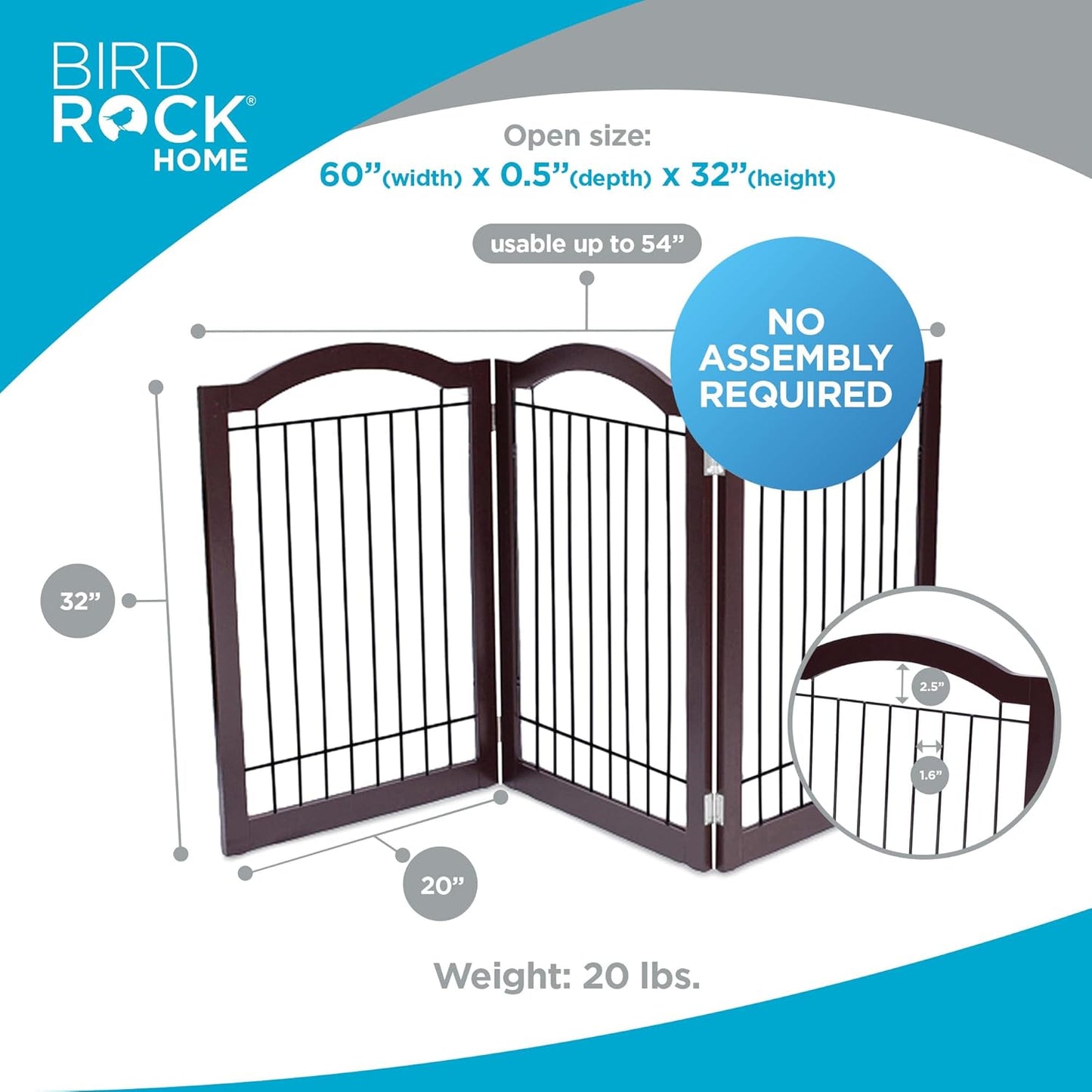 Internet's Best Wire Dog Gate with Arched Top - 4 Panel - 30" Tall - White