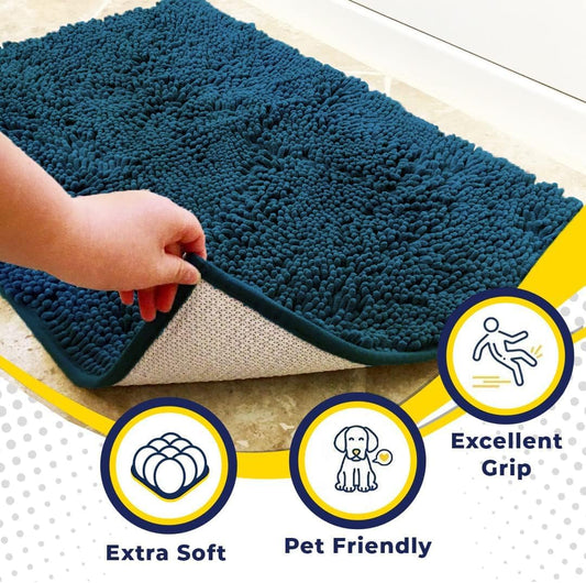 Muddy Mat® | Super Absorbent Door Mat Indoor, Microfiber Quick Dry Chenille Entryway Rug, Non-Slip Front Door Mat, Indoor Mats for Entryway, Machine Washable Pet Rug, Grey 28"x18" - Colors B