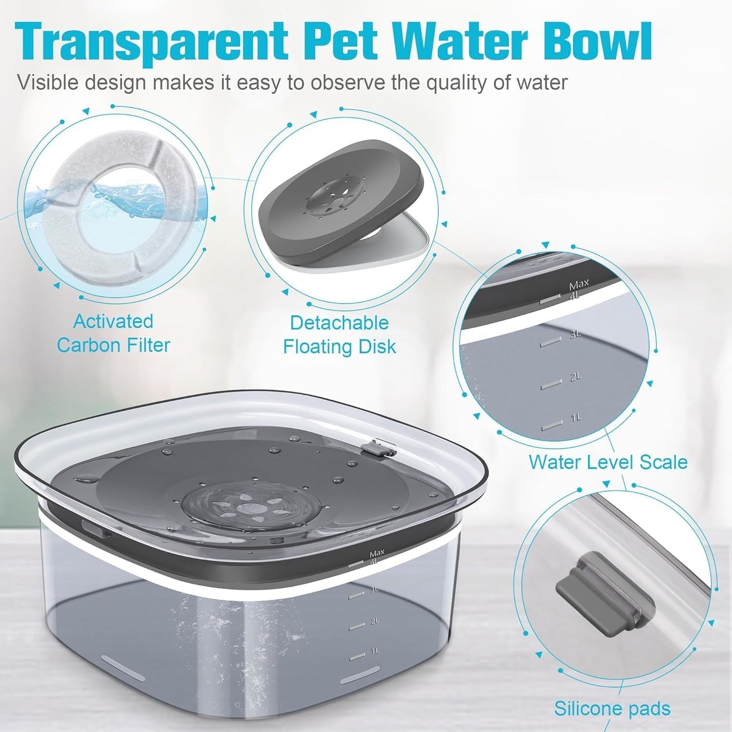 UPSKY 70oz Dog Water Bowl 2L No Spill Dog Bowls Large Capacity Spill Proof Slow Water Feeder, No Splash Pet Water Dispenser Vehicle Carried Travel Slow Drinking Bowl for Messy Drinkers