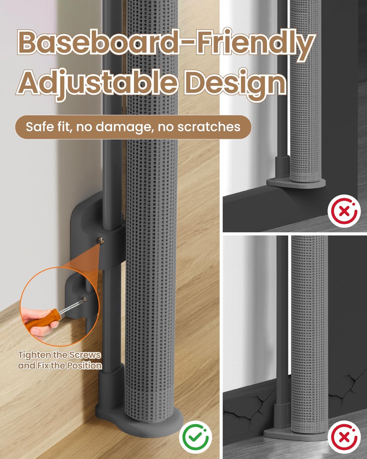 Retractable Baby Gate, 55" Wide Mesh Gate with 4 Reinforced Rods, Prevents Kids & Dogs from Crawling Under, 34" Tall Easy-to-Use Pet Gate for Stairs, Bedrooms, Hallways, Indoor/Outdoor, White