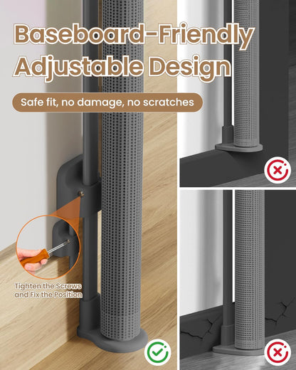 Retractable Baby Gate, 55" Wide Mesh Gate with 4 Reinforced Rods, Prevents Kids & Dogs from Crawling Under, 34" Tall Easy-to-Use Pet Gate for Stairs, Bedrooms, Hallways, Indoor/Outdoor, White