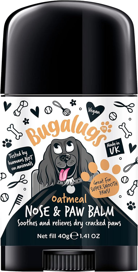 BUGALUGS Dog Paw Pad Balm & Dog Nose Balm 40 g (1.41oz) - Moisturizing Dog Paw Balm that Creates an Invisible Barrier that Protects and Heals Dry Cracked Paws - All-Natural Dog Paw Balm with Oatmeal