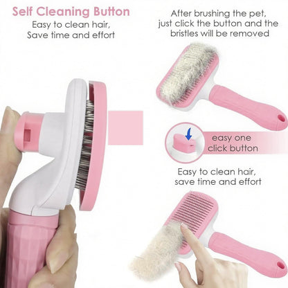 Self-Cleaning Slicker Brush, Dog Cat Bunny Pet Grooming Shedding Brush, Easy to Remove Loose Undercoat, Pet Massaging Tool Suitable for Pets with Long or Short Hair (Black)