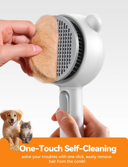 Pet Steam Brush for Dogs & Cats, Brushes for Indoor Cats with Release Button, Dual Speed Spray USB Rechargeable Grooming Supplies, Dog Brush for Shedding Suitable for All Long- and Short-haired Pets
