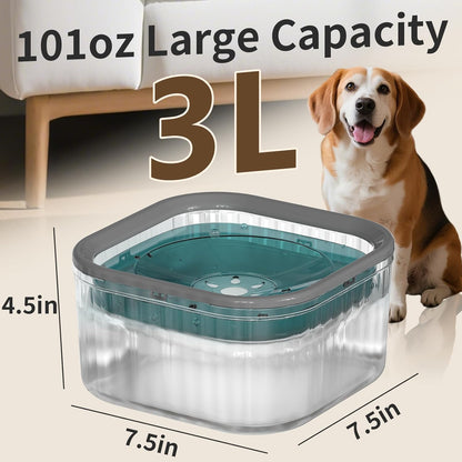 3L Dog Water Bowl No Spill 101oz Large Capacity Spill Proof Slow Drinking Water Feeder No Splash Pet Water Bowl Vehicle Carried Travel Dog Bowl for Sloppy Messy Drinkers Cats(Purple)