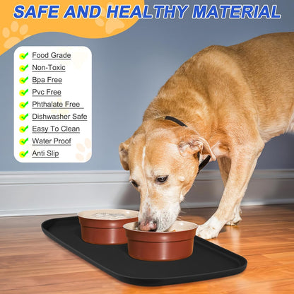 Small Silicone Pet Food Mat with Raised Edge for Food and Water Bowl, Square Dog Feeding Mats, Cat Food Trays for Floor Waterproof, Rubber Tray for Dogs and Cats, 12 x 12 x 0.7 Light Olive Green