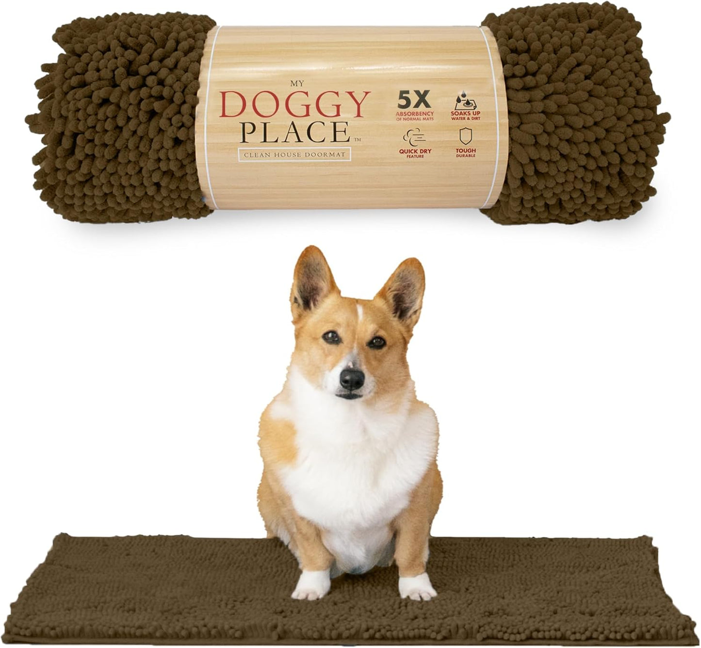 My Doggy Place Dog Mud Mat, 36"x26" Ash – Thick Microfiber Entry Rug for Snow, Mud & Salt – Absorbent, Quick-Dry, Washer-Safe & Non-Slip, Large