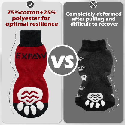 EXPAWLORER 6Pcs Anti-Slip Dog Socks to Prevent Licking Paws,Dog Shoes for Hot Pavement,Dog Booties Traction Control on Hardwood Floor,Boots & Paw Protectors, for Puppy Small Medium Large Senior Dogs
