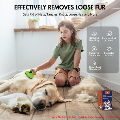 Cat Brushes for Indoor Cats - Self Cleaning Slicker Brush for Shedding Short & Long Haired Dogs, Skin Friendly Deshedding Grooming Tool to Removes Loose Fur, Mats,Tangles & Undercoat, Gray