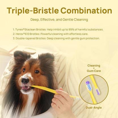 HICC PET Toothbrush for Cats & Small Dogs, Vet-Recommended Ergonomic Pet Toothbrush for Easy Teeth Cleaning, Gentle on Gums, Cat & Dog Dental Care, Improves Oral Hygiene. Toothpaste Not Included