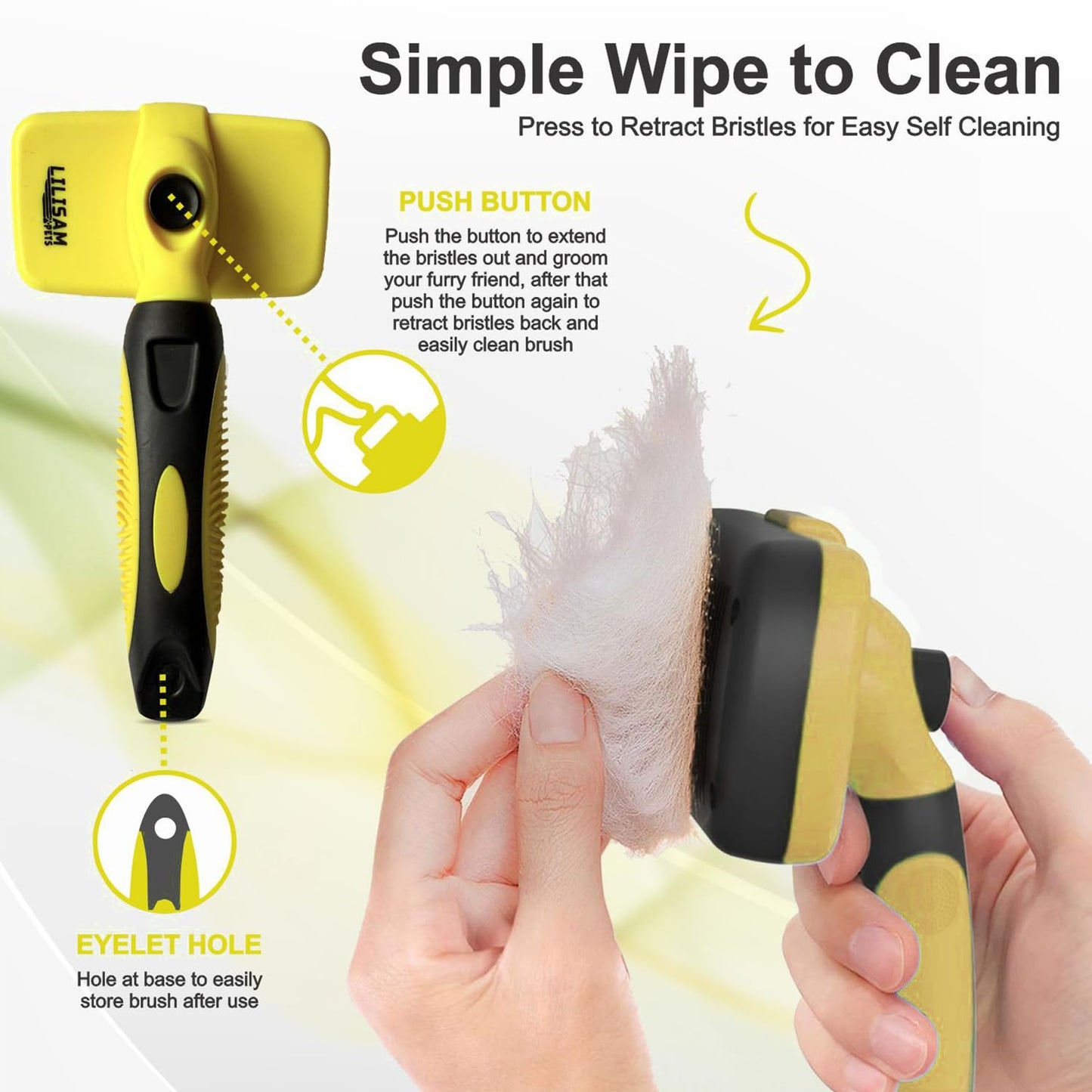 Pet Self Cleaning Slicker Brush and Grooming Comb - Gently Removes Loose Hair, Tangles, and Dirt - Skin Friendly Deshedding Grooming Tool for Hair Dogs & Cats - Pet Supplies Accessories (Purple)