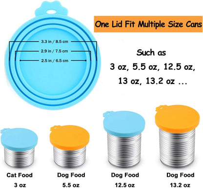 Comtim Pet Food Can Cover Silicone Can Lids for Dog and Cat Food(Universal Size,One fit 3 Standard Size Food Cans) (Blue/Purple)