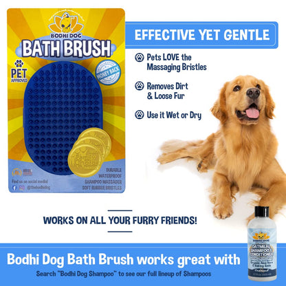 Bodhi Dog Shampoo Brush - Pet Grooming & Bath Supplies for Dogs and Cats - Bath Brush for Long & Short Hair - Premium Scrubber for Shower, Bathing & Massage (One Pack, Blue)