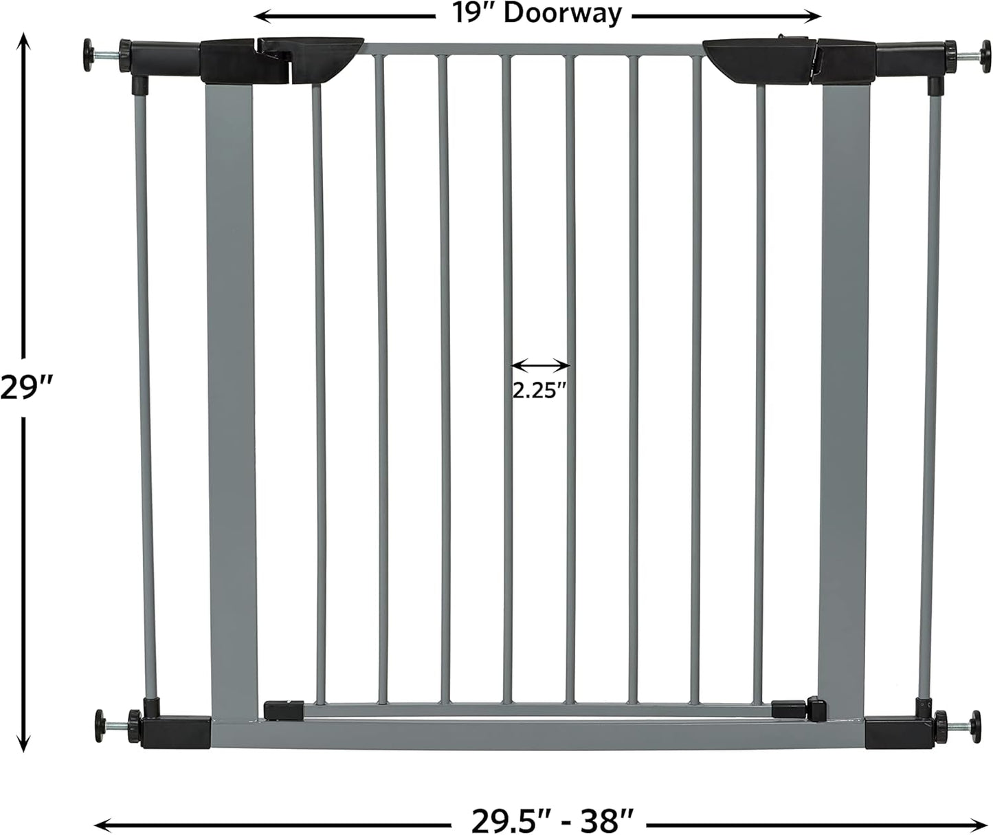 MidWest Homes for Pets 39-Inch High Walk-thru Pressure Mounted Gray Steel Dog Gate, Expands to 38 Inches Wide, No Damage to Walls, Includes 3-inch Extensions, For Small to Medium Pets