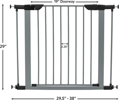 MidWest Homes for Pets 39-Inch High Walk-thru Pressure Mounted Gray Steel Dog Gate, Expands to 38 Inches Wide, No Damage to Walls, Includes 3-inch Extensions, For Small to Medium Pets