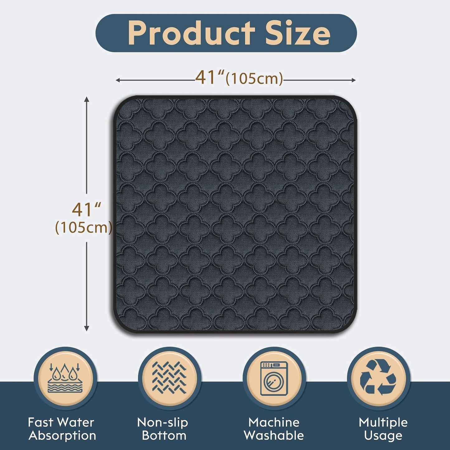 FunFurry Washable Pee Pads for Dogs - 4 Pack Reusable Pee Pads，Waterproof Puppy Pads，Pet Training Pads，Super Absorbent with Dog Paw Shape Non-Slip Backing (Cream, 18" X 24" - 4 Pack)