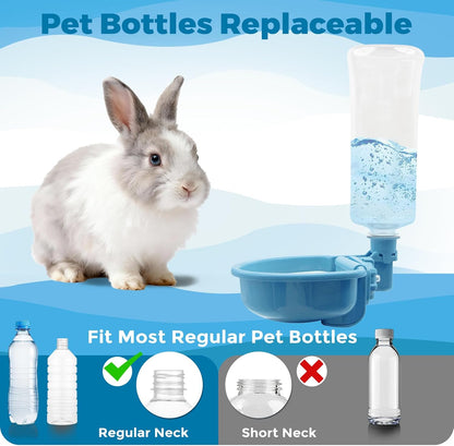 VANNON 16oz Pet Water Bottle, Gravity Dog Water Bowl Dispenser for Cage, Anti-Overflow Water Dispenser for Small Dogs, Cats, Rabbits and Other Small Animals, BPA Free, Grey
