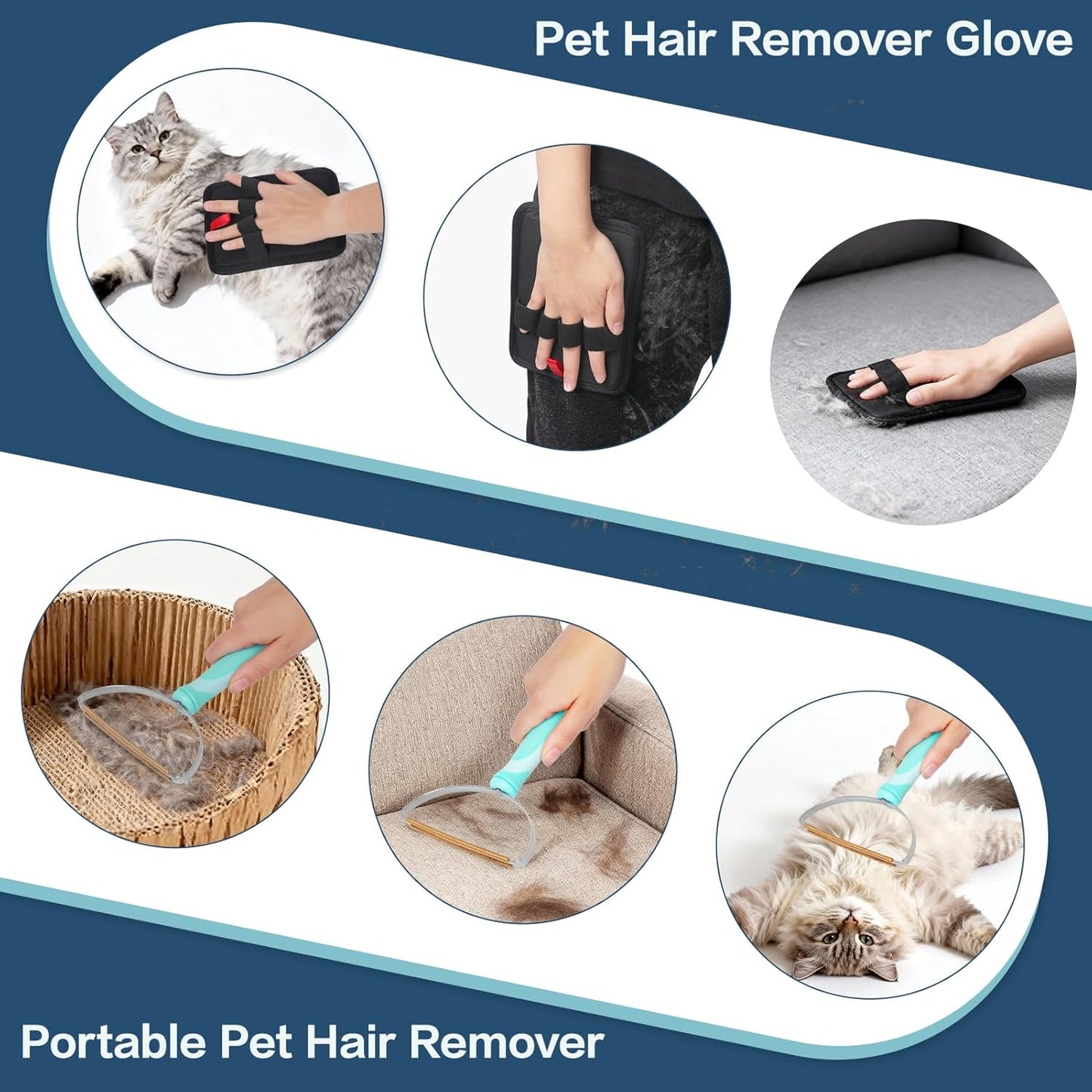 3 in 1 Carpet Rake for Pet Hair Removal, Reusable Pet Hair Remover Broom with 54" Adjustable Long Handle, Dog Cat Carpet Scraper Brush Tool Kit for Cleaning, Dog Fur Broom for Rugs, Mats, Couch