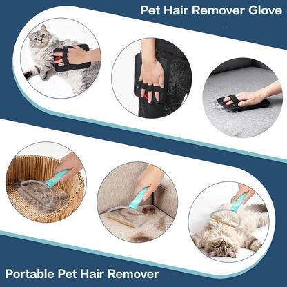 3 in 1 Carpet Rake for Pet Hair Removal, Reusable Pet Hair Remover Broom with 54" Adjustable Long Handle, Dog Cat Carpet Scraper Brush Tool Kit for Cleaning, Dog Fur Broom for Rugs, Mats, Couch