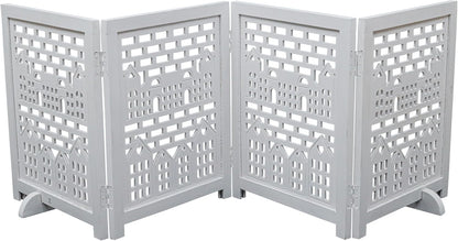 Freestanding Pet Gate for Dogs, Foldable Wooden Dog Gate for House, Indoor Dog Gate for Stair, Doorway, House Design Gates for Dogs Indoor, 72 Inch Wide, (18" x4 Panels 72 inch), Burnt Finish
