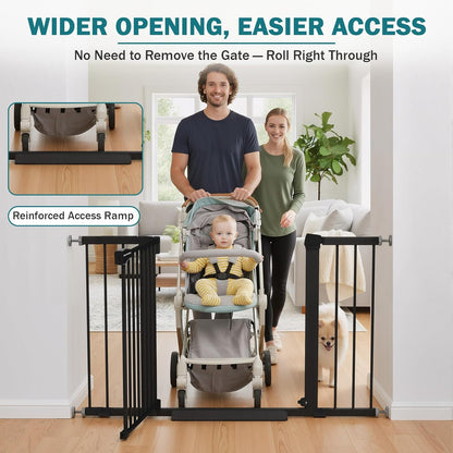 Mumeasy 36" High Extra Tall Dog Gate, 29.6"-40.5" Wide Pressure Mounted Tall Baby Gate for Dog, Auto Close Pet Gate with Door for Stairs,Doorways,House,Black