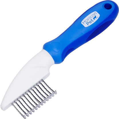 Detangling Dog Comb with Long & Short Stainless Steel Metal Teeth - Dogs, Cats & Small Animals for Removing Matted Fur, Knots & Tangles